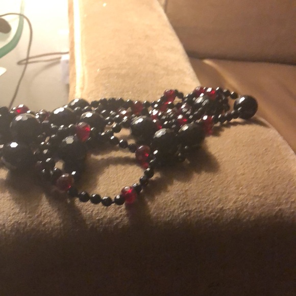 Extra Long Faceted Onyx & Garnet Necklace - 703 $65 or $60 w/offer - Picture 6 of 6